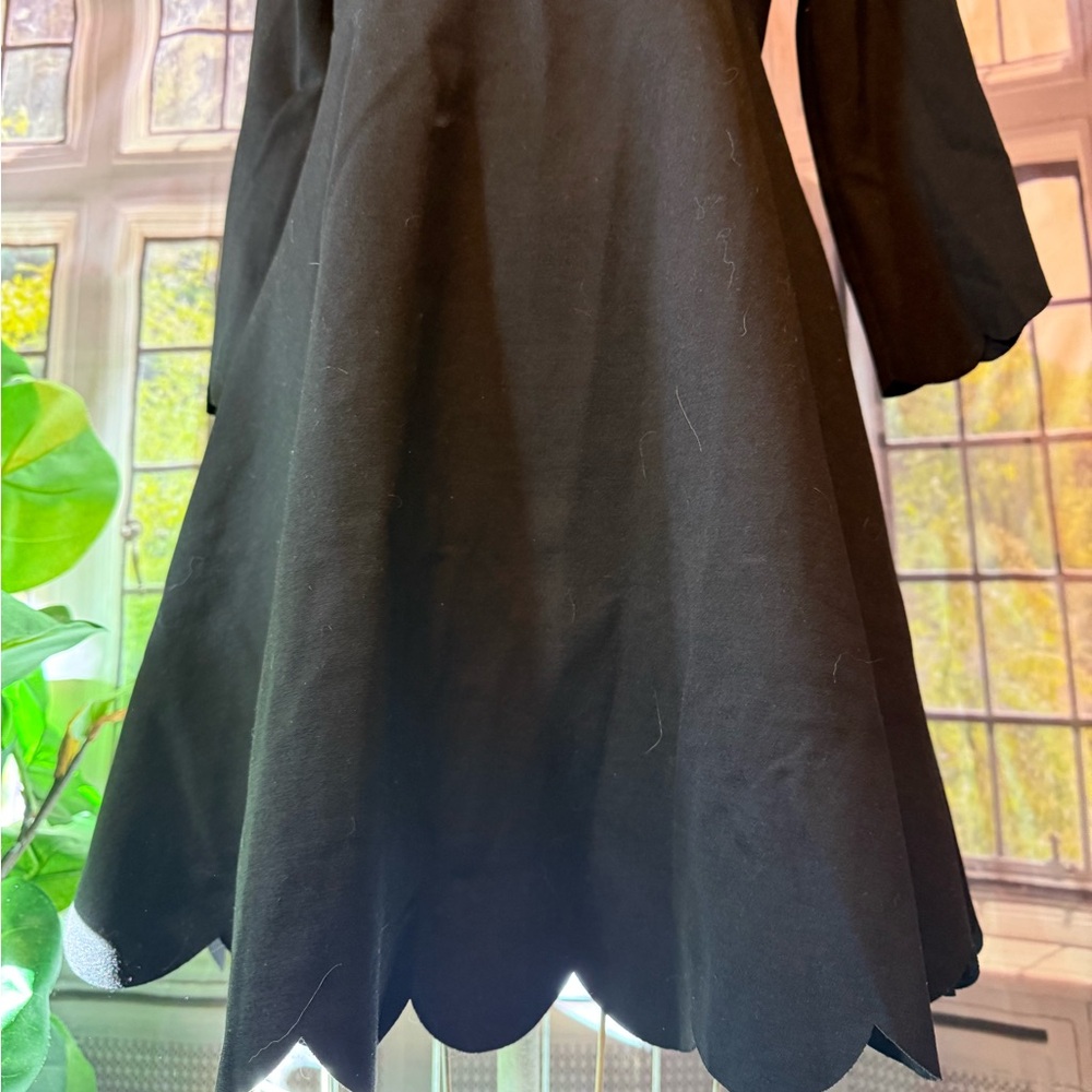 Lulu's Classic Black Skater Scallop Hem 3/4 Sleeve Dress L Large Cumulonimbus - Picture 5 of 14